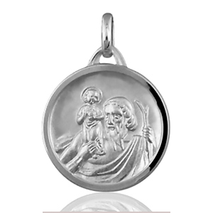 Pendentif Médaille Saint-Christophe en argent rhodié