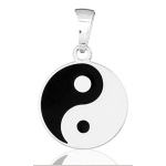 Pendentif Yin - Yang en argent rhodié